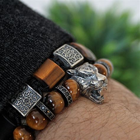 gucci mens tiger bracelet|luxury silver bracelets for men.